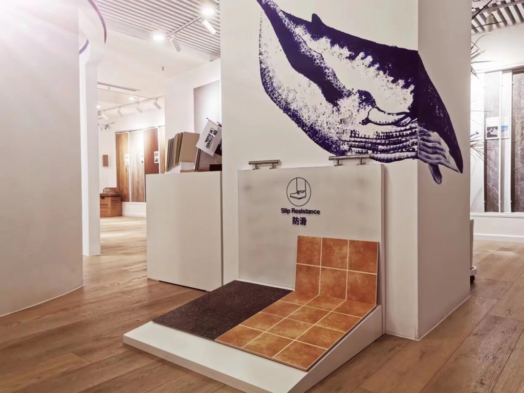 小藍鯨石晶石家莊石晶地板體驗館展廳-防滑區域展示